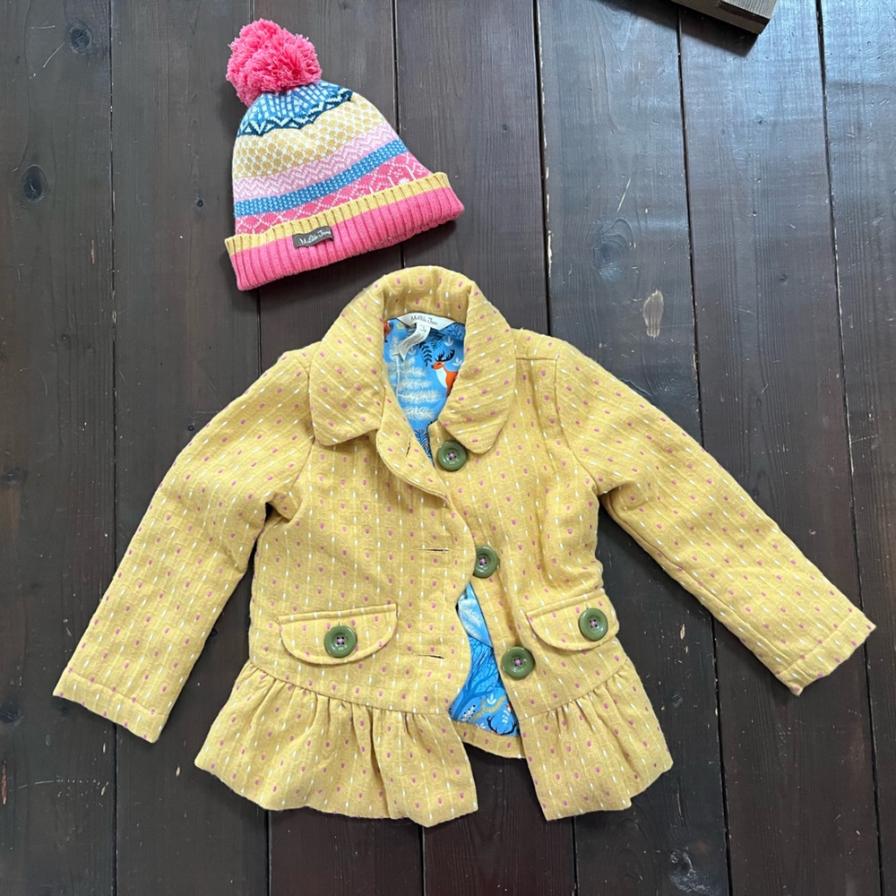 Size 4 Matilda Jane Make Believe Easy Going jacket peacoat beanie bundle